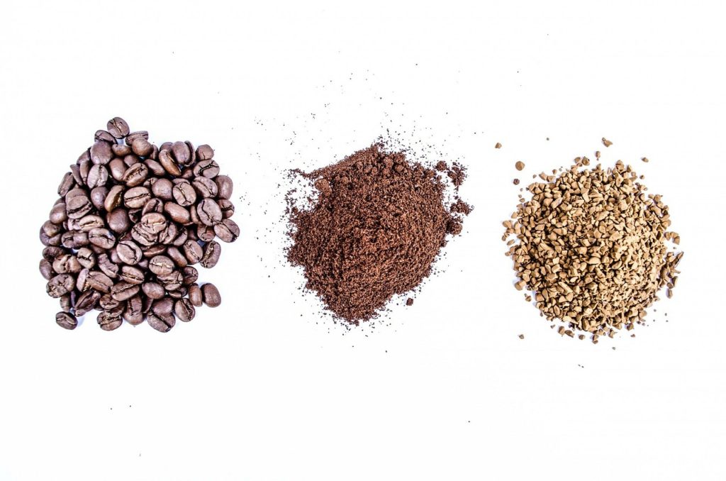 instant coffee and coffee beans
